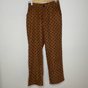 Shein- Brown Straight Leg Pants with Black Polka Dots